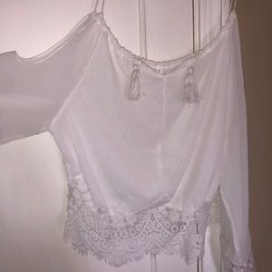 Sheer white off the shoulder top
